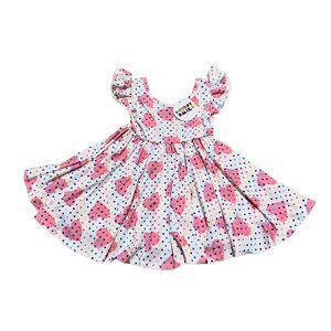Dot Dot Smile Girl Size 12/24M Hearts Dots Empire Flutter Sleeve Twirl Dress NWT